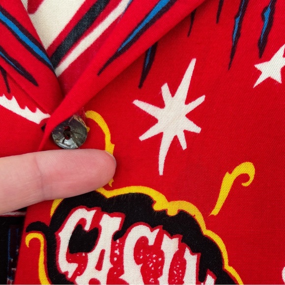 LA ROCKA by BC Ethic Las Vegas Pinup Burlesque Tiki Red Short Sleeve Shirt - Picture 9 of 9